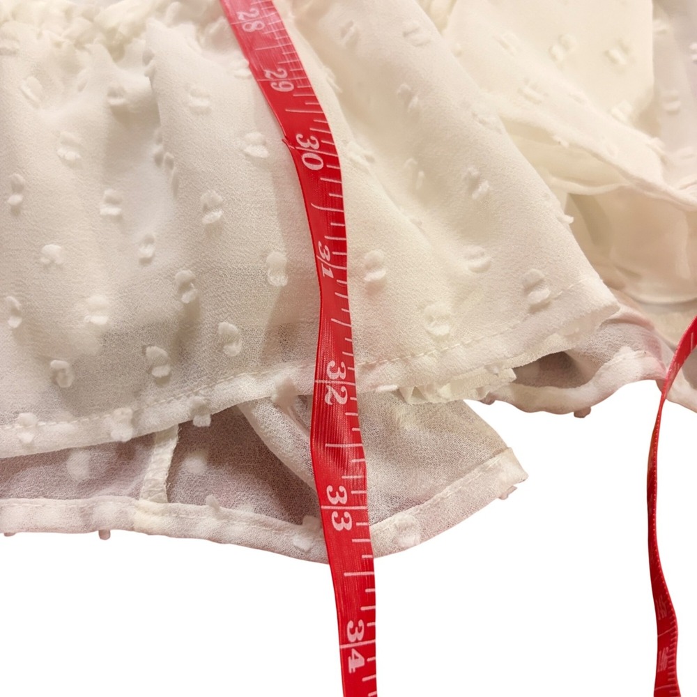 Altar'd State White Swiss Dot Size L  Dress Ruffled Tiered Mini V-Neck Fairycore - Picture 12 of 16
